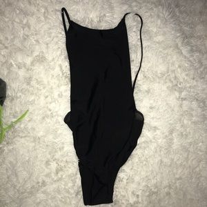 Black open side one piece